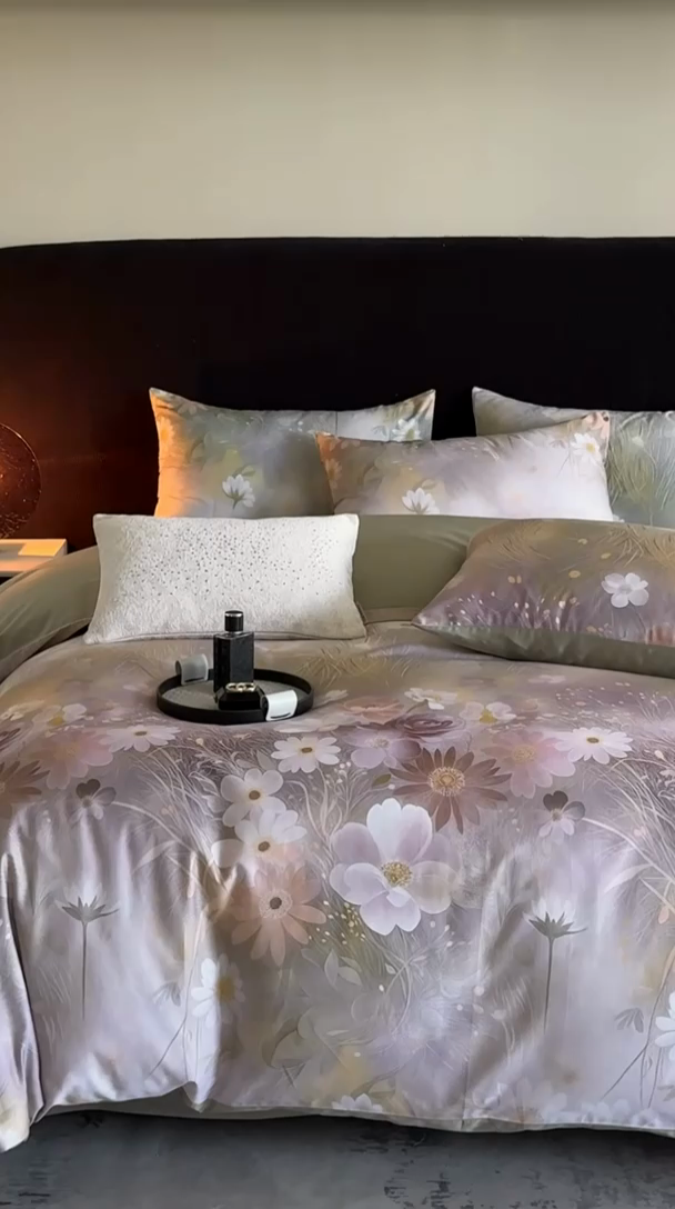 91家纺网 家纺一手货源 找家纺 立奥被业 2025新款60S数码印花四件套四件套 繁花绿