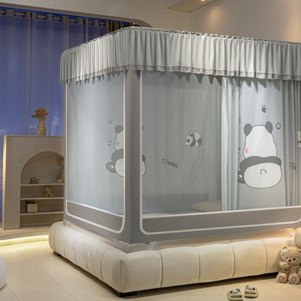 91家纺网 家纺一手货源 找家纺 （总）飞轮海蚊帐 2025新款三开门方顶花边防摔遮光蚊帐-Z39