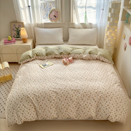91家纺网 家纺一手货源 找家纺 （总）清雅福 2025全棉13372小清新四件套和单被套早春系列第二批--单被套