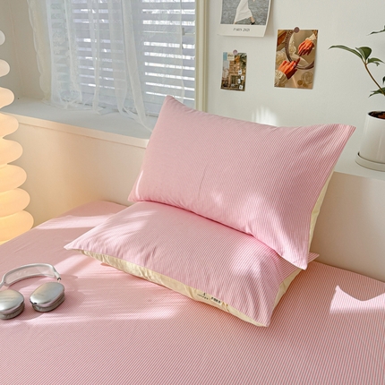 眠博士2025新款全棉老粗布枕套 老粗布枕套-细条橘