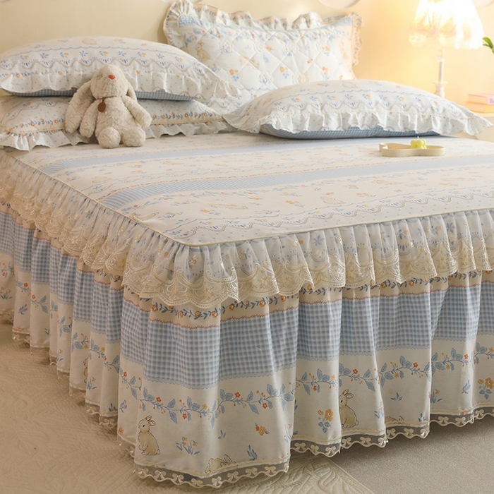 91家纺网 家纺一手货源 找家纺 美达家纺 2025新款全棉印花单床裙 花宠乐章-蓝