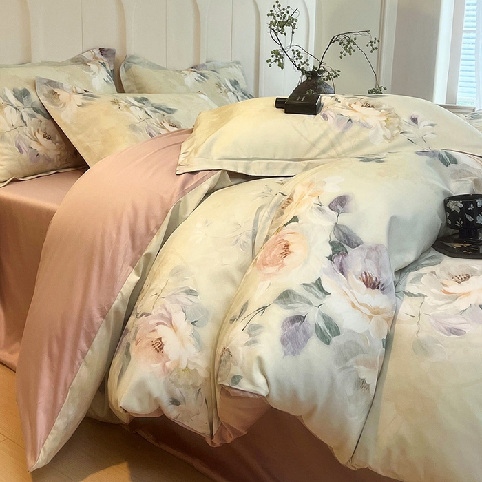 91家纺网 家纺一手货源 找家纺 梧桐树 2025新款100%全棉60S长绒棉套件 S33清爽海盐