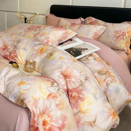 帛美家纺 2025新款40S莱赛尔天丝棉数码印花四件套 梦秋兰