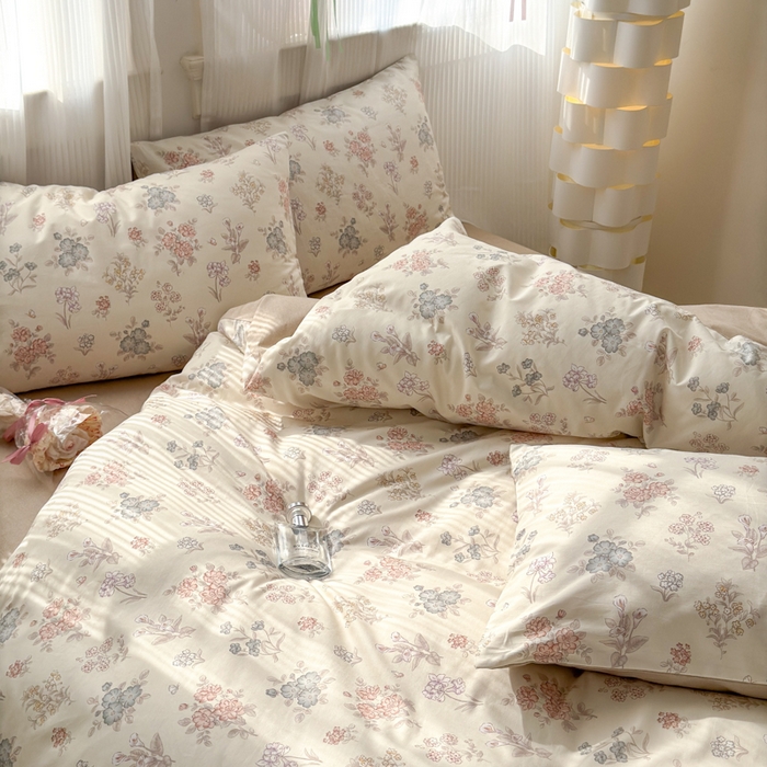 91家纺网 家纺一手货源 找家纺 清雅福 2025全棉13372小清新四件套和单被套早春系列第二批--单被套 夜伴花香·米