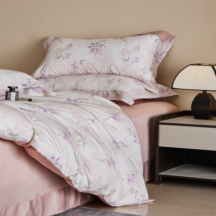 91家纺网 家纺一手货源 找家纺 顾家家居 2025新款莱塞尔数码印花四件套 茹伊