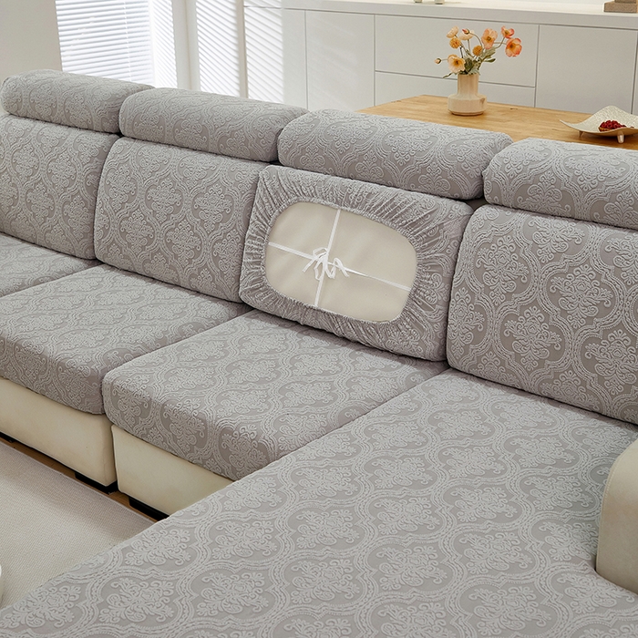 91家纺网 家纺一手货源 找家纺 逐日沙发套 2025提花沙发笠-欧艺 浅灰