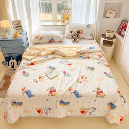 木堇家居 2025新款迪士尼凉感豆豆针织棉大豆夏被 蜜罐维尼熊