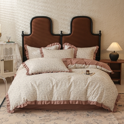 91家纺网 家纺一手货源 找家纺 （总）女子家纺 2025新款40支13070全棉荷叶双层花边款四件套