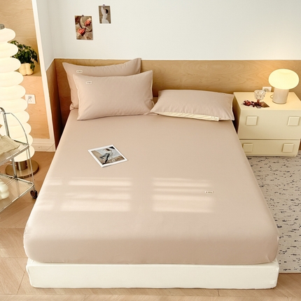 眠博士2025新款全棉老粗布床笠 老粗布床笠-月光咖