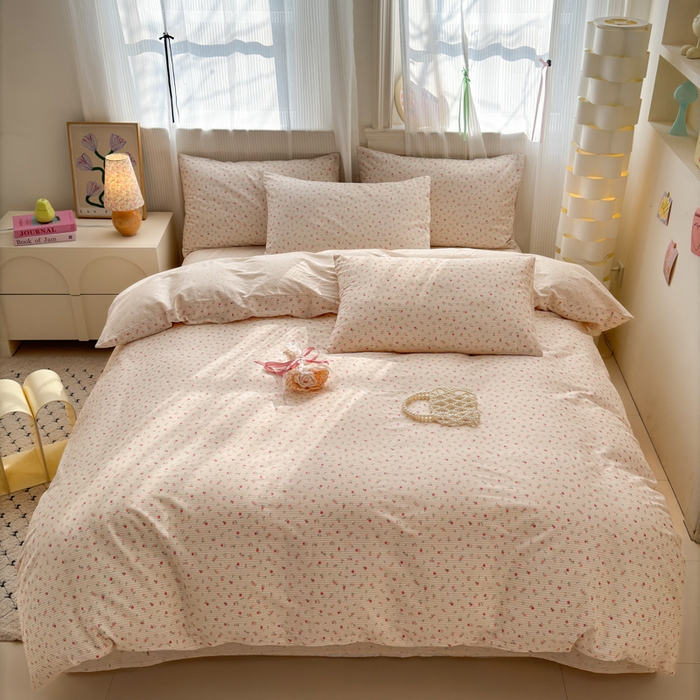 91家纺网 家纺一手货源 找家纺 清雅福 2025全棉13372小清新四件套和单被套早春系列第二批--单枕套 朴之风