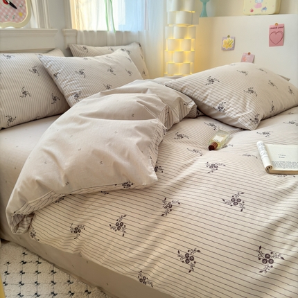 清雅福 2025全棉13372小清新四件套和单被套早春系列第二批--四件套 醉晚风