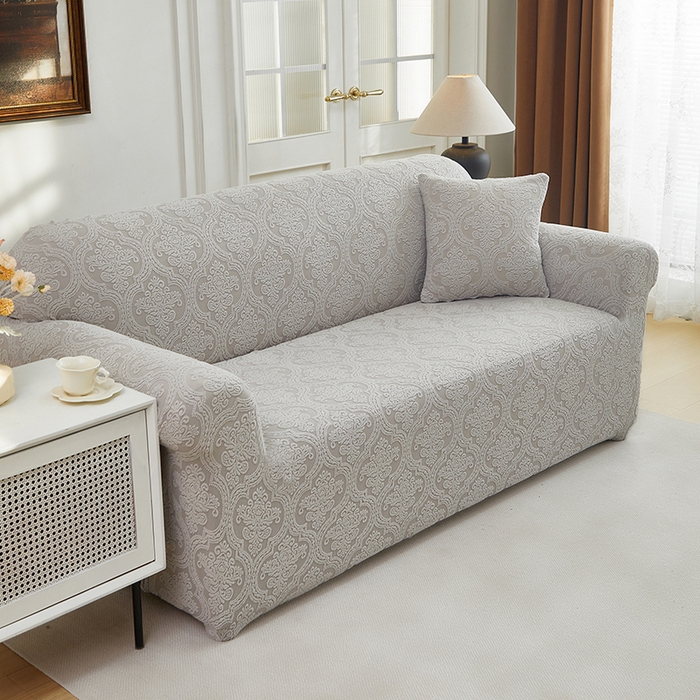 91家纺网 家纺一手货源 找家纺 逐日沙发套 2025新款提花绒沙发套-欧艺 浅灰
