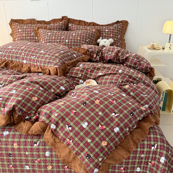 91家纺网 家纺一手货源 找家纺 添越 2024新款纯棉砂洗床盖玛奇朵