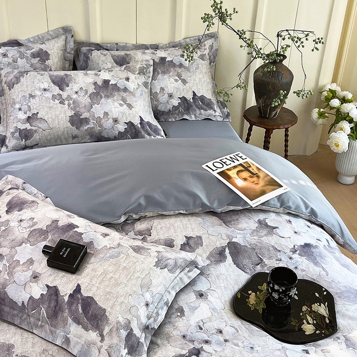 91家纺网 家纺一手货源 找家纺 梧桐树 2025新款100%全棉60S长绒棉套件 S31半岛花茶