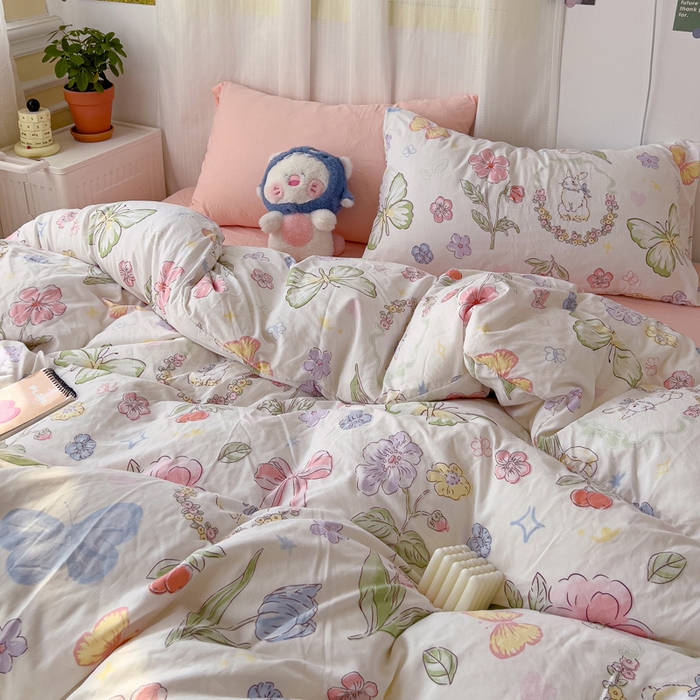 91家纺网 家纺一手货源 找家纺 仟人梦 2025新款水洗棉印花四件套 莫莉兔