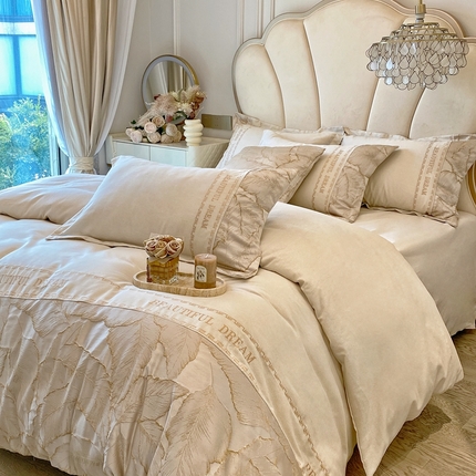 91家纺网 家纺一手货源 找家纺 （总）新印象 2025新款原棉磨毛拼接绣花四件套-朱丽叶