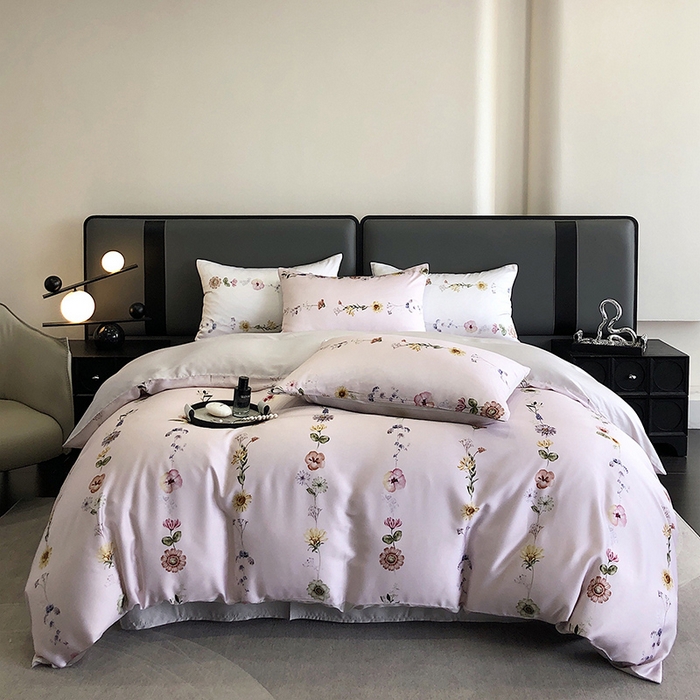 91家纺网 家纺一手货源 找家纺 立奥被业 2025年新款100%兰精天丝四件套天丝数码印花四件套 余梦灰