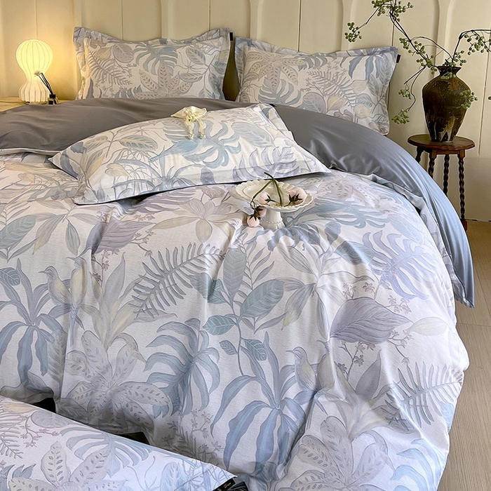 91家纺网 家纺一手货源 找家纺 梧桐树 2025新款100%全棉60S长绒棉套件 S21深海秘境-紫