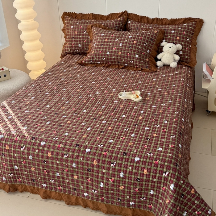 91家纺网 家纺一手货源 找家纺 添越 2024新款纯棉砂洗床盖玛奇朵