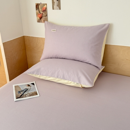 眠博士2025新款全棉老粗布枕套 老粗布枕套-月光紫