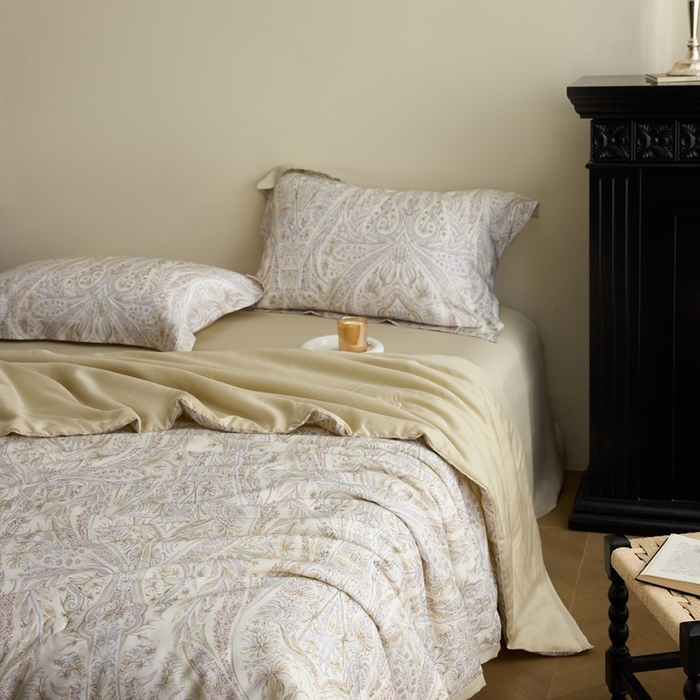 91家纺网 家纺一手货源 找家纺 黛舒家居 2025新款天丝印花夏被四件套 莉格西塔