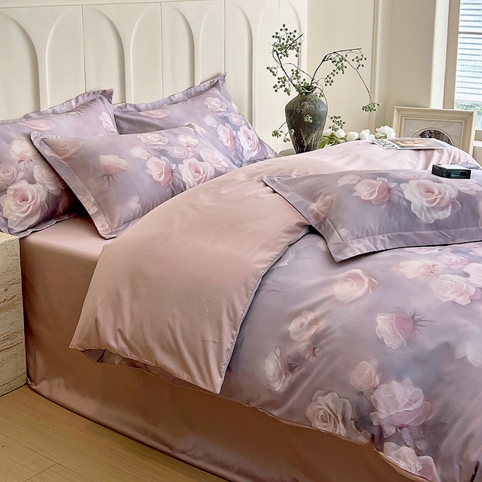 91家纺网 家纺一手货源 找家纺 梧桐树 2025新款100%全棉60S长绒棉套件 S30韵彩-紫