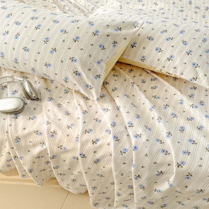 91家纺网 家纺一手货源 找家纺 眠博士2025新款全棉老粗布床单 老粗布床单-小兰花