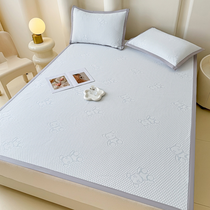 91家纺网 家纺一手货源 找家纺 小萌虎 2025新款冰豆豆凉席 凉席款 浅蓝