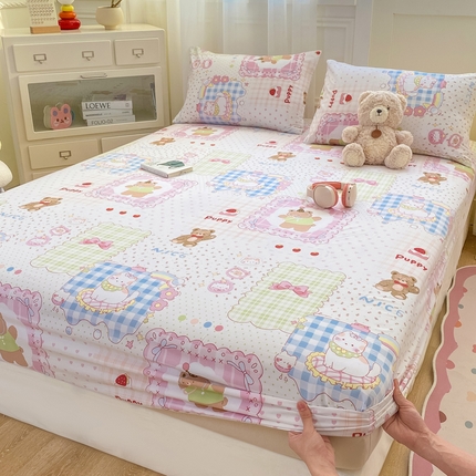 91家纺网 家纺一手货源 找家纺 （总）芷凡家纺 2025新款水洗云朵棉印花床笠