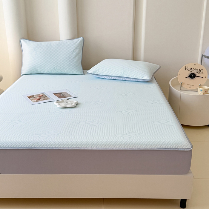 91家纺网 家纺一手货源 找家纺 小萌虎 2025新款冰豆豆凉席 床笠款 深蓝