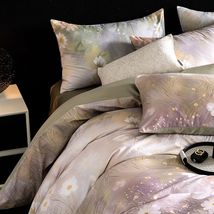 91家纺网 家纺一手货源 找家纺 立奥被业 2025新款60S数码印花四件套四件套 繁花绿