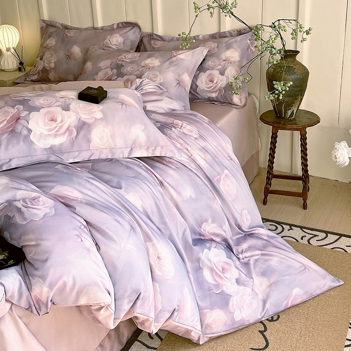 91家纺网 家纺一手货源 找家纺 梧桐树 2025新款100%全棉60S长绒棉套件 S30韵彩-紫