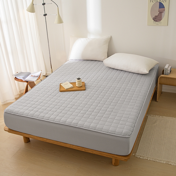 91家纺网 家纺一手货源 找家纺 帕芬鸟2024款A类原棉大豆纤维夹棉床笠 优雅灰