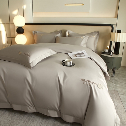 91家纺网 家纺一手货源 找家纺 （总）品乐家纺 2025新款100支双股长绒棉刺绣款四件套-静雅系列