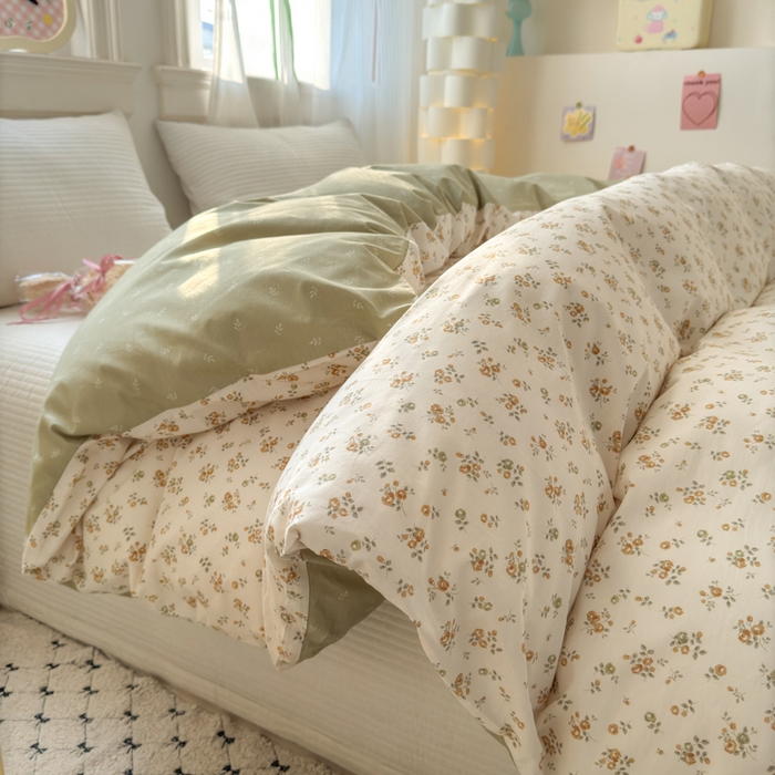 91家纺网 家纺一手货源 找家纺 清雅福 2025全棉13372小清新四件套和单被套早春系列第二批--单枕套 秋雨花恋