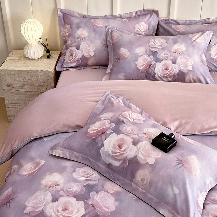 91家纺网 家纺一手货源 找家纺 梧桐树 2025新款100%全棉60S长绒棉套件 S30韵彩-紫