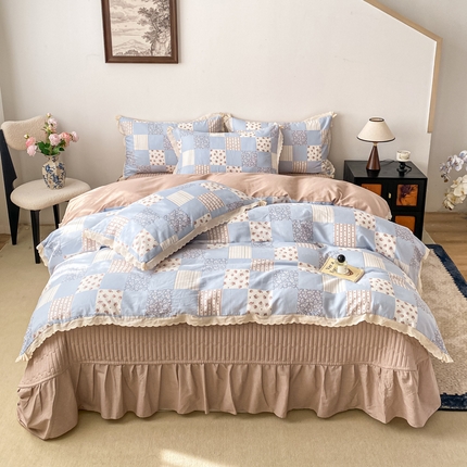 91家纺网 家纺一手货源 找家纺 （总）梦可莱家居 2025新款全棉韩版蕾丝边床盖四件套