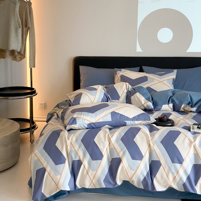 91家纺网 家纺一手货源 找家纺 帅露 2025开春新品全棉喷气13070小清新印花纯棉全棉四件套 克洛伊