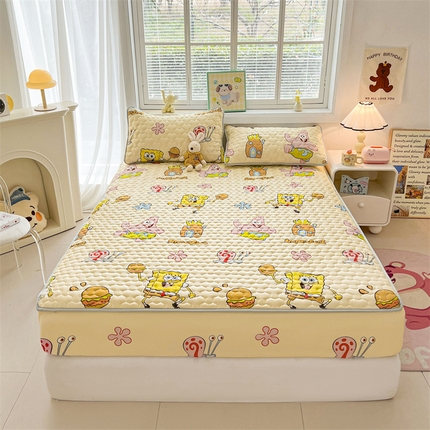 91家纺网 家纺一手货源 找家纺 （总）兄弟坊 正版授权卡通印花水洗棉夹棉床垫床护垫 学生床垫 床笠