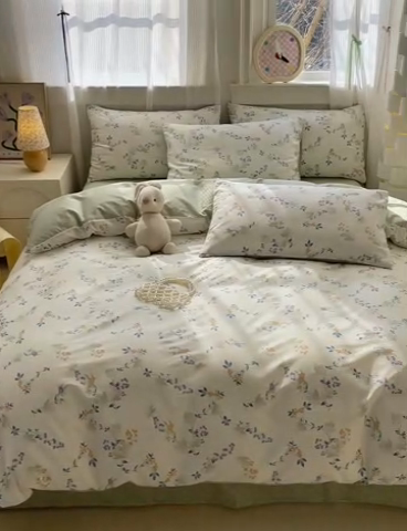 91家纺网 家纺一手货源 找家纺 清雅福 2025全棉13372小清新四件套和单被套早春系列第二批--四件套 硕果累累