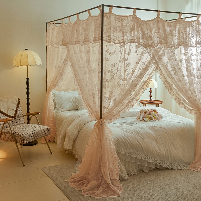 91家纺网 家纺一手货源 找家纺 902落地宫廷蚊帐 可可庄园-奶油玉