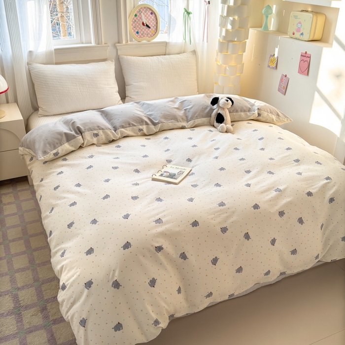 91家纺网 家纺一手货源 找家纺 清雅福 2025全棉13372小清新四件套和单被套早春系列第二批--单被套 萌象派对