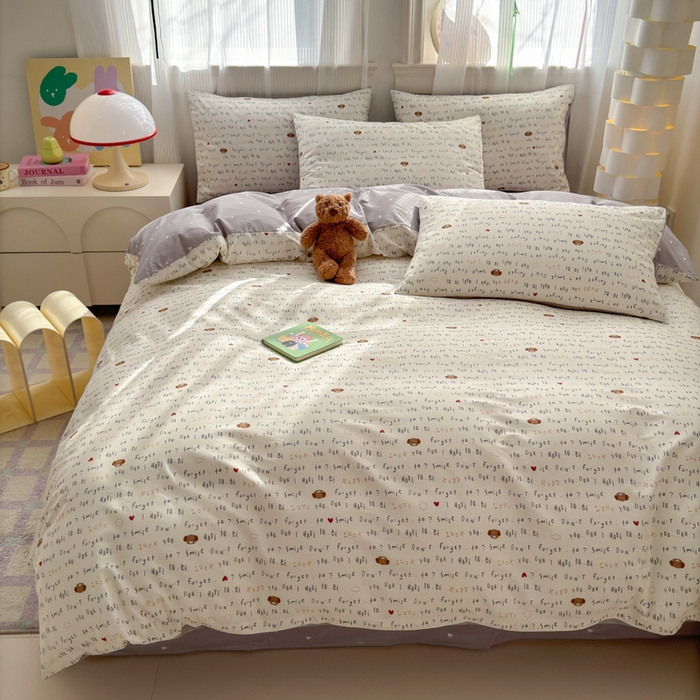 91家纺网 家纺一手货源 找家纺 清雅福 2025全棉13372小清新四件套和单被套早春系列第二批--单枕套 甜心奶泡