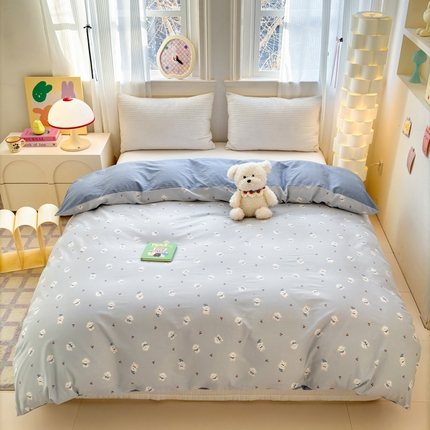 清雅福 2025全棉13372小清新四件套和单被套早春系列第二批--单被套 小狗宝莉·蓝