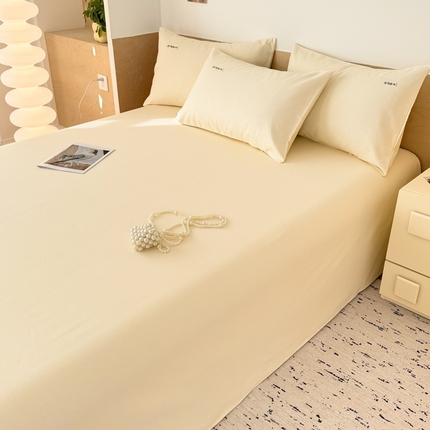 91家纺网 家纺一手货源 找家纺 眠博士2025新款全棉老粗布床单 老粗布床单-月光米白