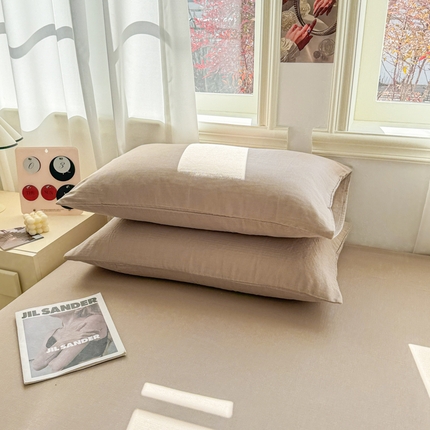 眠博士2025新款全棉双层纱单枕套  双层纱枕套-暮色咖