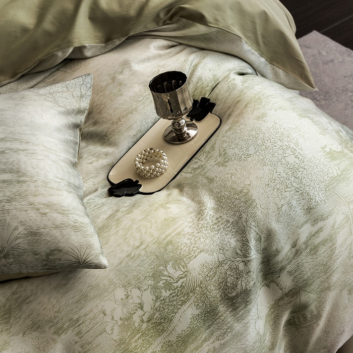 91家纺网 家纺一手货源 找家纺 立奥被业 2025新款60S数码印花四件套四件套 墨屿-绿