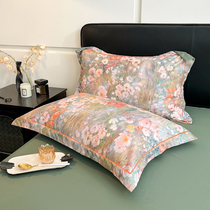 91家纺网 家纺一手货源 找家纺 帛美家纺 2025新款40S莱赛尔天丝棉数码印花四件套 翠玉纹