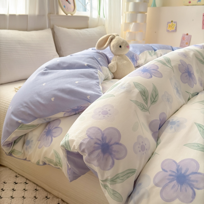 91家纺网 家纺一手货源 找家纺 清雅福 2025全棉13372小清新四件套和单被套早春系列第二批--单被套 玺园