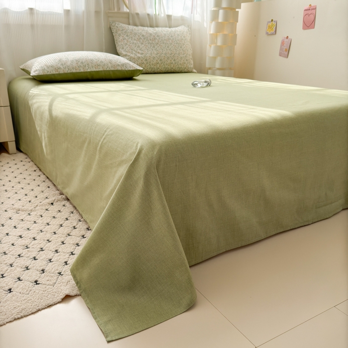 91家纺网 家纺一手货源 找家纺 清雅福 2025全棉13372小清新四件套和单被套早春系列第二批--单枕套 绿茵